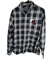 American Rag Plaid Button Up Long Sleeve Shirt With Sewn On Patches