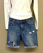 L.O.G.G Blue Denim Distressed Shorts- Size 27