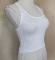 White Cropped Tank Top, Women's 2