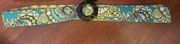 Vera Bradley Floral Fabric Belt Reversible 43.5" long Green Blue Tortoise Buckle