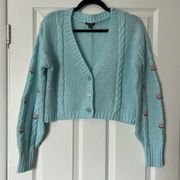 Wild Fable Cable Knit Flower Appliqué Cardigan - Size XL