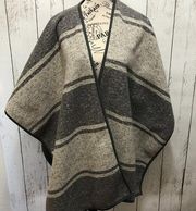 Ike Behar reversible fleece wrap in shades of gray.  One size fits most
