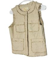 Michael Michael Kors Tan Cream Tweed Button Front Pockets Vest  Size 6