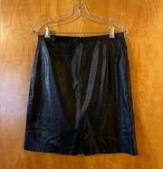 Max Mara Womens Black Genuine Leather Skirt Luxury Designer Made In Italy Size 8