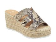 Marc Fisher Robynn Leather Snakeskin Espadrille Wedge Sandals Size 8