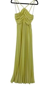 Vintage 1970's Women's Sz XS/S Halter Pleated Maxi Dress Yellow *FLAW READ