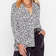 Dalmatian Print Button Front Dotty about You Shirt White Black 2