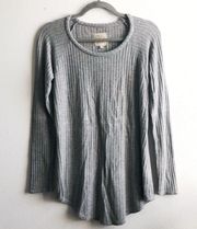 Chaser Top Grey Waffle Knit Long Sleeve Thermal Tee Scoop Neck Sz M GUC