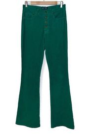 Pam & Gela Green Ribbed Corduroy Wide Leg Pants Button Front Revolve Size 24