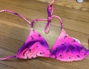 Pink and purple with black palm trees. Halter bikini top. Size M.