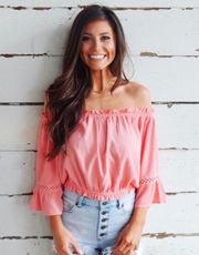 These Three Boutique Strapless Coral Top