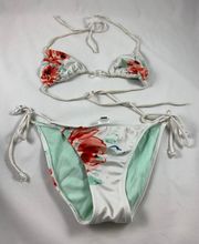 XS  white rose red floral string bikini