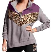 PINK - Victoria's Secret VS PINK leopard 3/4 zip up sweatshirt size XS purple animal print PINK VS top​​