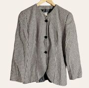 Giorgio Armani Vintage Checkered Houndstooth Wool Silk Blazer Jacket