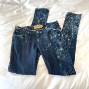 Blue Bleach Washed Low-Rise Skinny Jeans Size 5