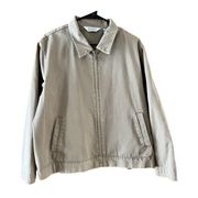 VTG LL Bean Womens Petite Size 20 Sexy Casual Tan Zip Jacket Coat 100% Cotton
