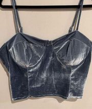 2XL Velour Cropped Bra Top- POPULAR 21 -Blue Padded Cups Poly/Spandex EUC