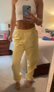 PRETTYLITTLETHING Pale Yellow Established Slogan Casual Joggers