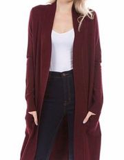 Old Navy long maroon and black cardigan sweater