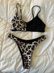 SheIn Half & Half Leopard Bikini Set