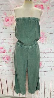 Cloth & Stone  green stone washed strapless cropped jumpsuit size small