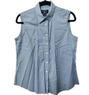 Cutter & Buck blue and white stripe sleeveless button down shirt