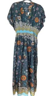 Johnny Was Baize Dress and slip Size small 100% silk Floral Maxi new with tags