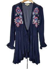 Cleobella Kimono Bell Sleeve Embroidered Floral Size Medium