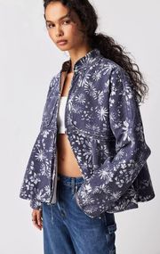 Lua Bed Jacket In Indigo Slouchy Floral Denim Blue Size Small NWT