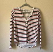 Pam and Gela striped Henley long sleeve blouse size small