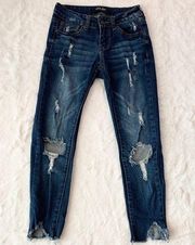 Wax Jeans Distressed Skinny Crop Jeans Size 00