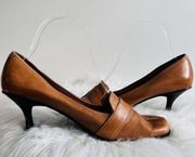 Vintage Enzo Angiolini Brown Leather Eadanette Pump Heels ~ Size 6.5M