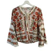 Jealous Tomato Floral Surplice Wrap Front Top Long Bell Sleeve Women’s Size S