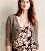 NWT Anthropologie Angel of the North Crochet Mini Shrug 3/4 Sleeve Size M