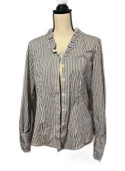 Women’s Ruffle-Collar Supima® Cotton Button Up Shirt Size 8