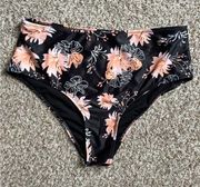 🦋 Beachsissi Black Peach Floral Swim Bottoms Beach Summer Vacation