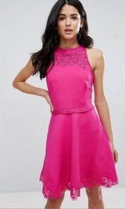 TED BAKER London Zaffron Embroidered Skater Fit & Flare Dress in Pink