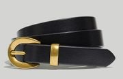 Madewell Black Gold Chunky Buckle Skinny Leather Belt Size XXS