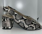 Seychelles Playwright Snake Print Block Heel Slingback Peep Toe Sandals 7.5