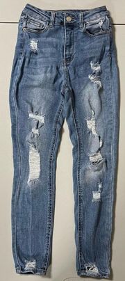 Real Cheeky Distressed Stretch Denim Skinny Jeans Pants Bottoms Size 1 🤍💙✨