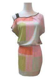 Armani Exchange Multi Pastel Color Square Geo Print Short Sleeve Dress Size 2
