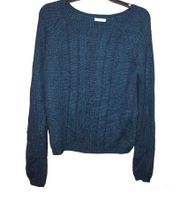 Cable Knit Sweater Blue Large