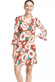 Draper James 2 Bell Sleeve Dress XS Floral Long Sleeve Mini Amaryllis Red Pink