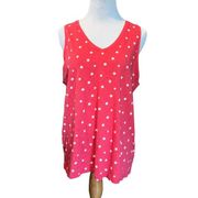 Tahari Women Top X-Large Red Allover Star Print Sleeveless V Neck Pullover Tank