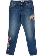 Royalty For Me Women's 6 Midrise Boho Embroidered Jeans Medium Wash