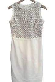 Ivanka Trump Women’s White Lace Embroidered Sleeveless Body-con Dress Size 6