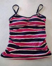 Tommy Bahama Size S Pink Navy Blue Stripe Tankini Top