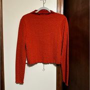 Forever 21 + Burnt Orange Turtleneck Lettuce Trim Sweater