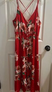 Rush Red Floral Maxi Dress