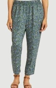 JESSICA SIMPSON Pants Relaxed Pull-On Green Blue Floral Boho Casual Ankle Large